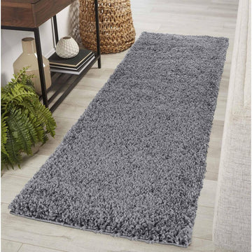 Oxford OXF00 Plain Plush Soft Stain-Resistant Textured Polypropylene Shaggy Dark Grey Runner-Desire Rugs-Rug Love - The Most Loved Rug Store